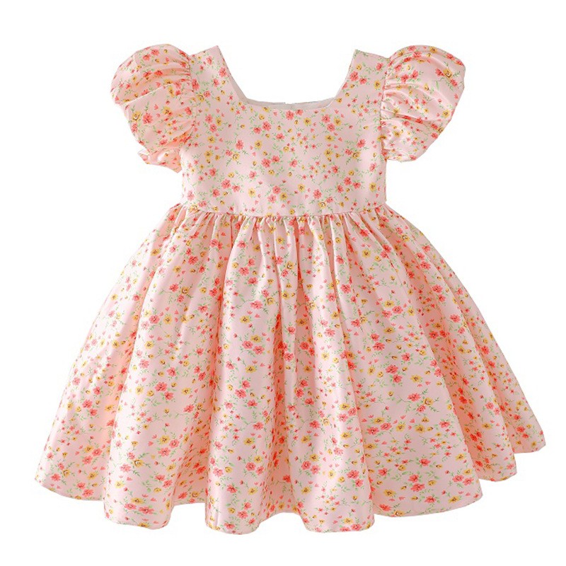 Girls Fairy Dress Puff sleeve dress Summer New Princess Floral Dress