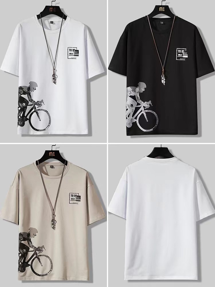 Short sleeve t-shirt men's 2022 new summer thin casual suit with handsome ice silk T-shirt trend clothes