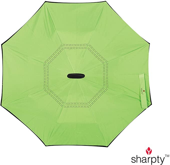 Sharpty Windproof Waterproof Inverted Reverse Anti-UV Protection for Women with C-Shaped Handle