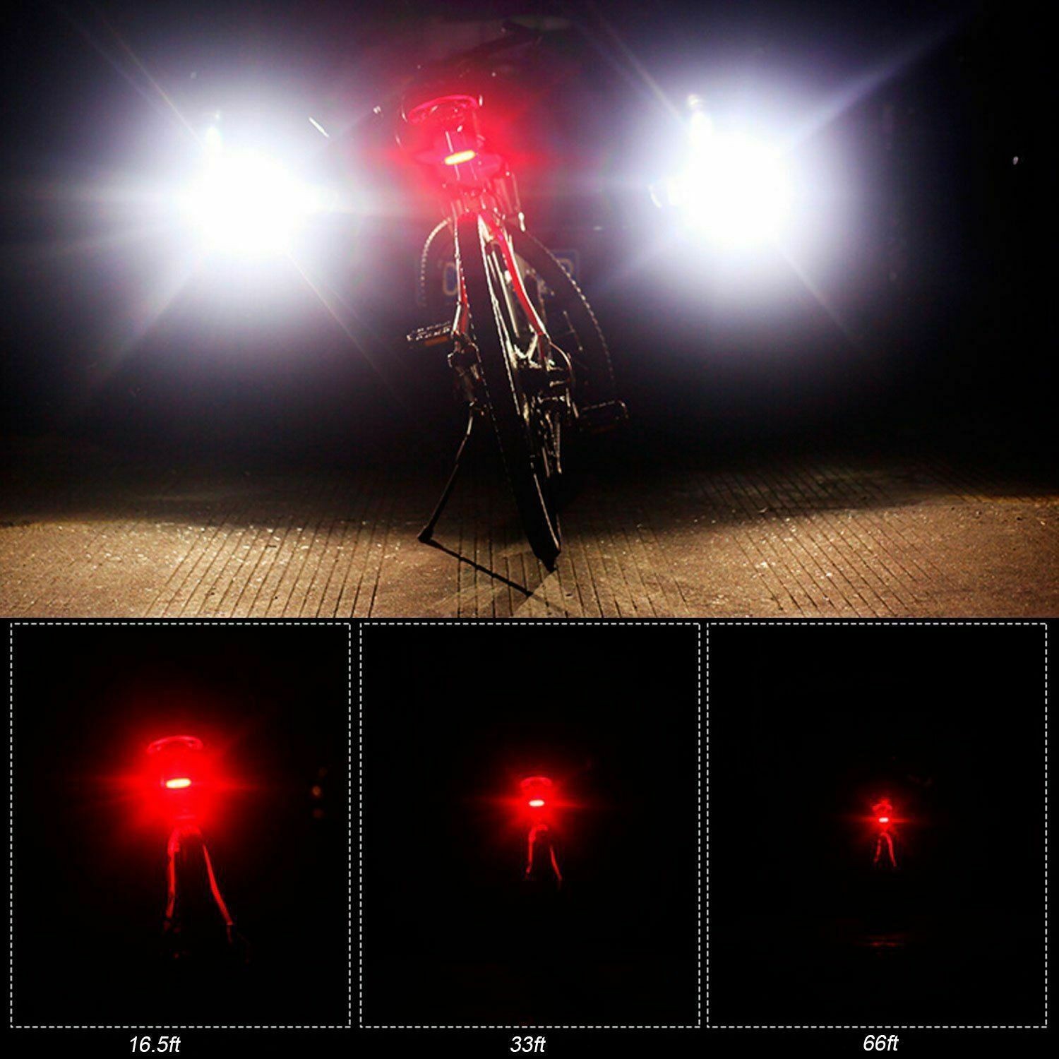 WASAGA6 Modes LED Bicycle Cycling Tail Light USB Rechargeable Bike Rear Warning Light