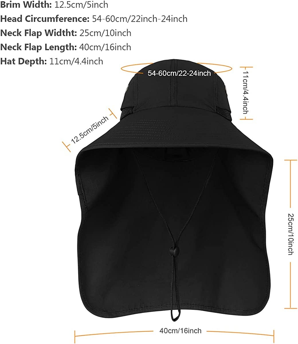 Wmcaps Outdoor Hiking Fishing Sun Hat for Men with UV Protection Safari Cap Wide Brim Fishing Hat with Neck Flap