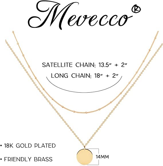 Yoosteel Gold Initial Necklaces 14K Gold Plated Dainty Layering Paperclip Link Chain Necklace Personalized Coin Initial Layered Gold Necklaces for Women Girls