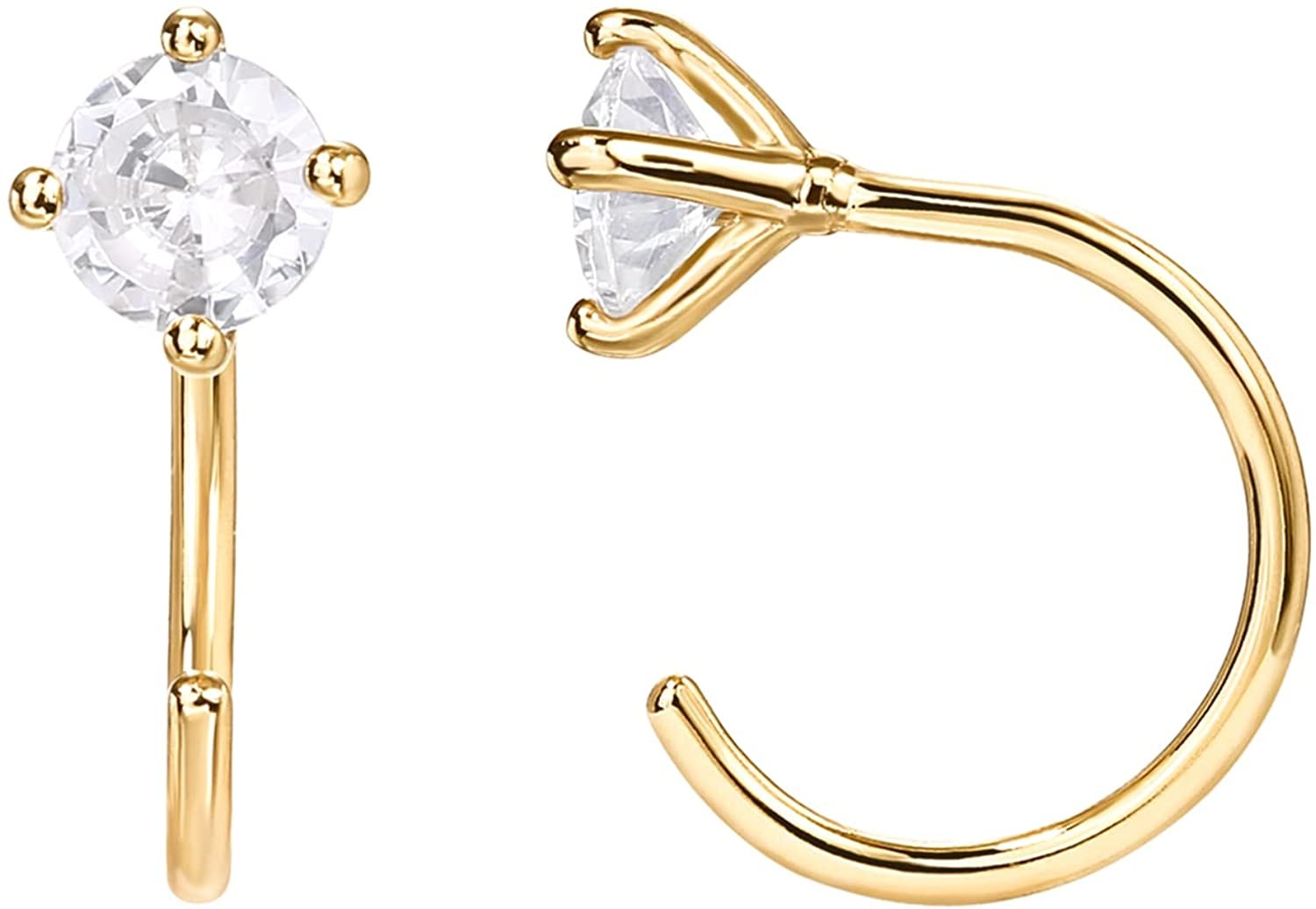PAVOI Womens Ladies 925 Sterling Silver Huggie Half Hoop Earrings Hypoallergenic Minimalist Tiny Cartilage Earring