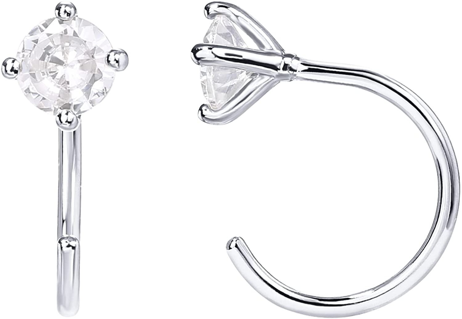 PAVOI Womens Ladies 925 Sterling Silver Huggie Half Hoop Earrings Hypoallergenic Minimalist Tiny Cartilage Earring