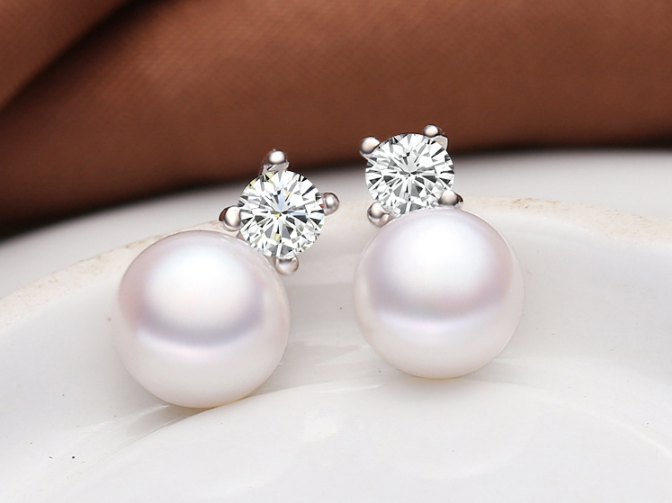 925 sterling silver white pearl earrings freshwater drop stud jewelry earings for woman