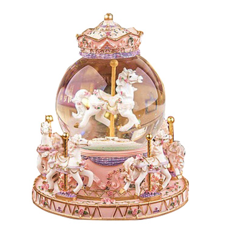 Music boxCarousel Crystal ball automatic snow music box Music box girls children girls birthday gift Christmas