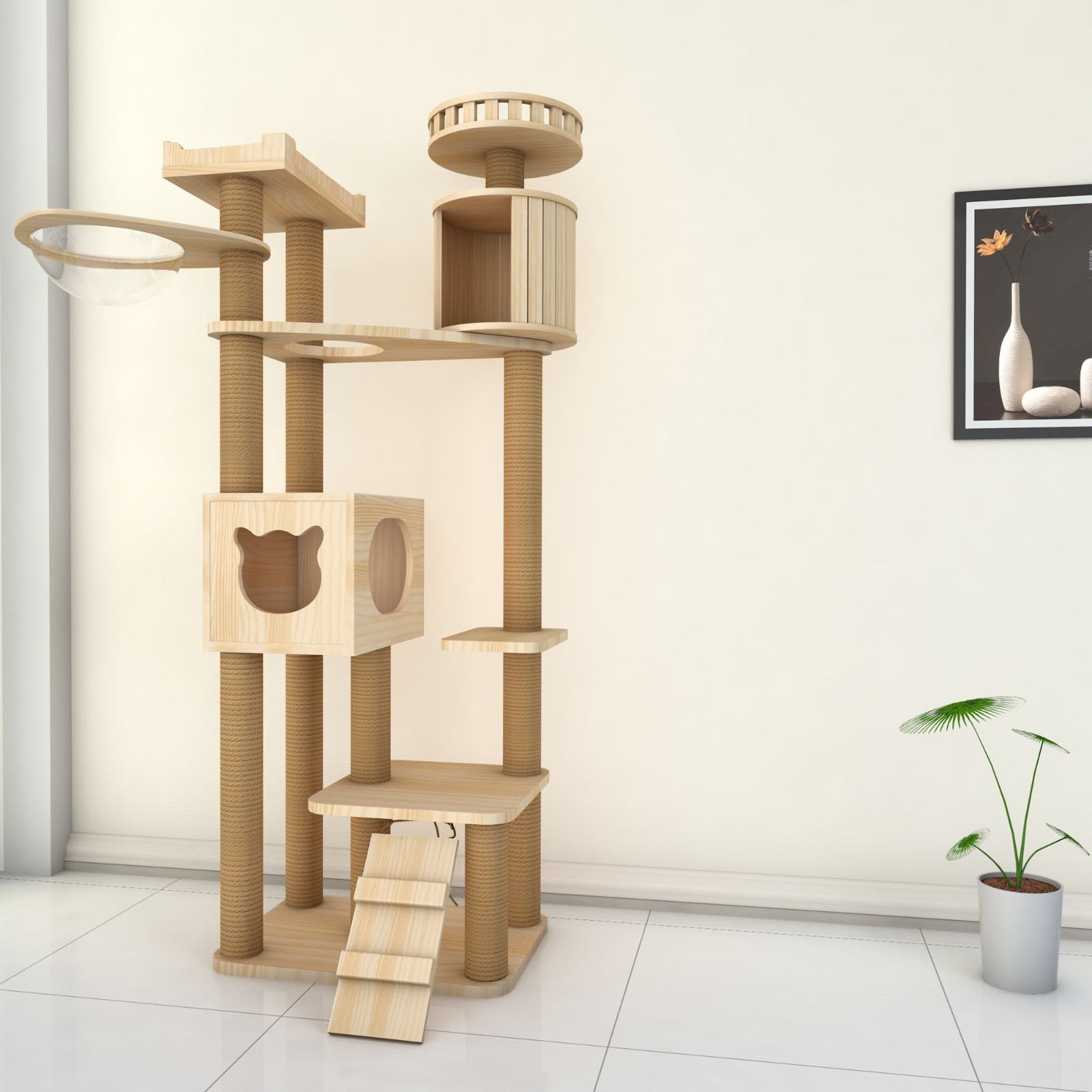 JISSBON Cat Tree Tower Model B7801,178cm,XXL Cat Condo House Furniture with Hanging Toy for Indoor Cats,multi story cat grab columns,with apartments,ladders,baskets,hammocks,and plush habitats,suitabl