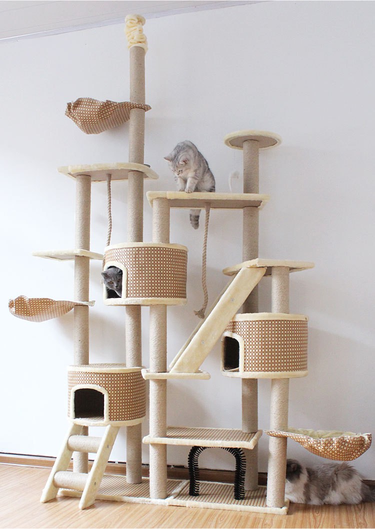 Man-City English Cat Climbing Tree,150CM XXL,Interactive Playhouse with Multiple Platforms and Scratching Posts - Premium Quality Cat Furniture for Indoor Cats - Ideal for Small to Medium-sized Cats