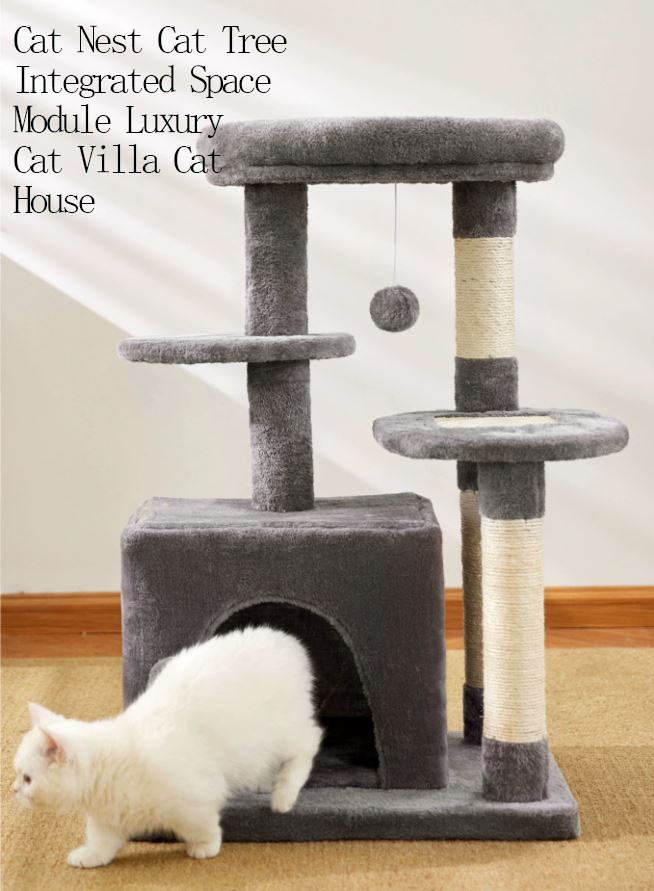 Cat Tree Cat Nest Cat Tree Integrated Space Module Luxury Cat Villa Cat House Cat Scratch Board Cat Cage Automatic Claw Grinding Toy Grey And Beige