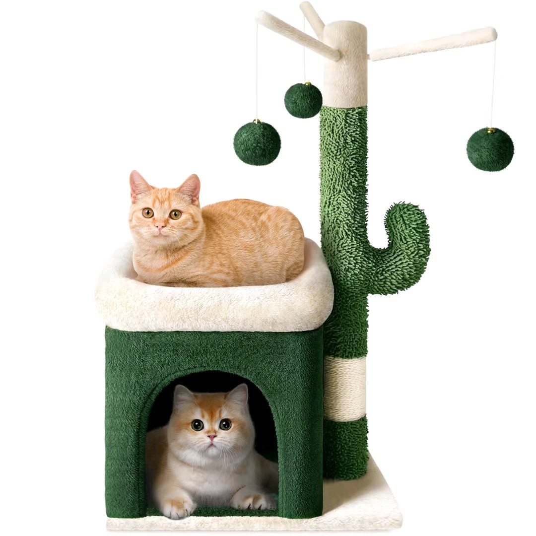 THE SPERANZA. Cat Tree Cactus series cat tree Small green velvet cat tree
