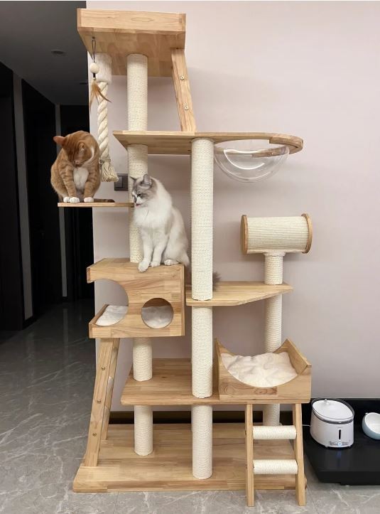 AIKUN Tiger Tough Cat Tree Furniture Condos For Cats And Kittens Gray Platform