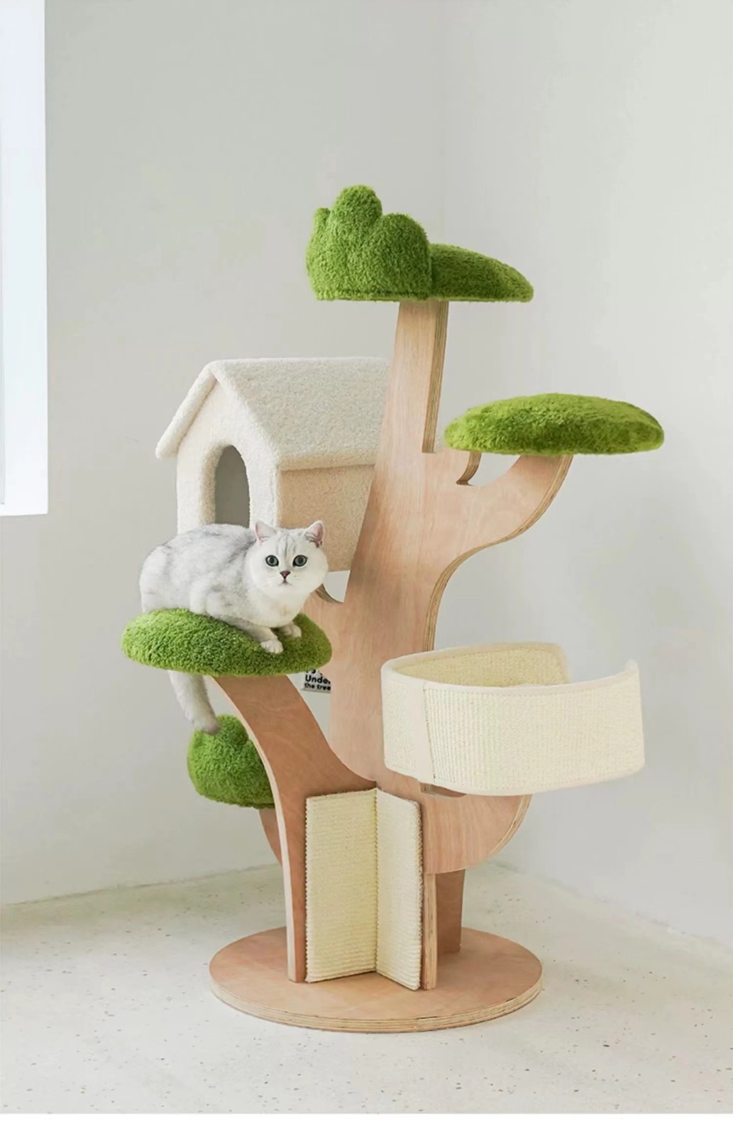 Escape At Dusk Green Suede Tree House Cat Crawl Frame Cat Nest Activity Grab Board Three-In-One Jumping Platform Cat Nest Four Seasons General Cat Supplies