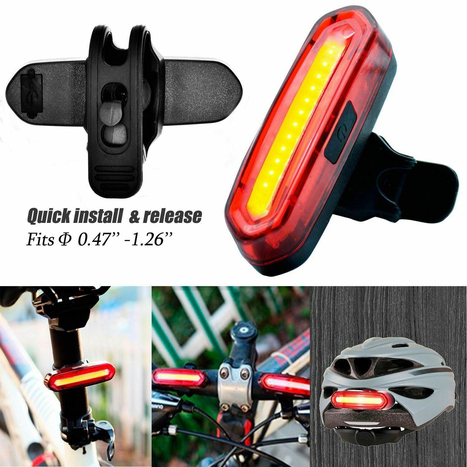 WASAGA6 Modes LED Bicyling Tail Light USB Rechargeable Bike Rear Warning Light