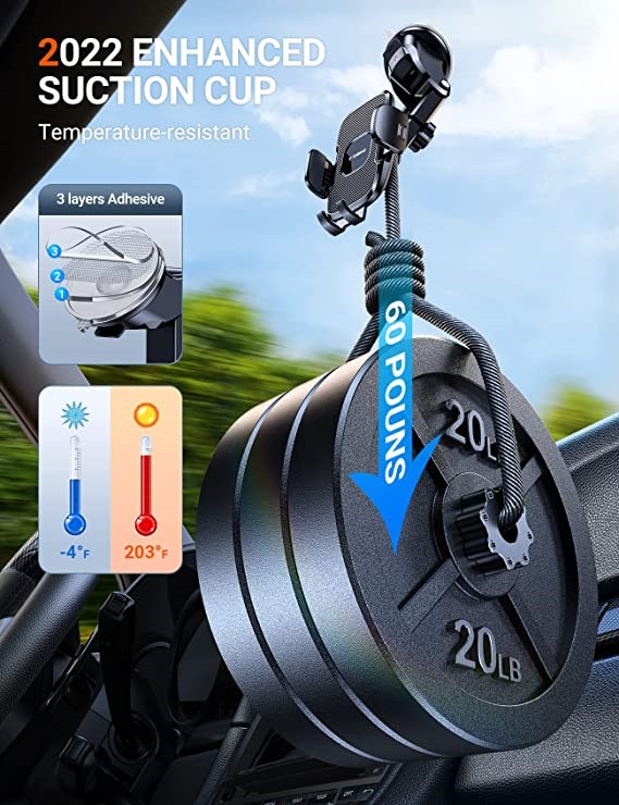 TORRAS UItra-Durable Cell Phone Holder for Car Universal Car Phone Holder Mount Dashboard Windshield Vent Compatible with iPhone 13 12 11 Pro Max XS XXR Samnsung GalaxyS20+Ultra S10 Note 10 Plus