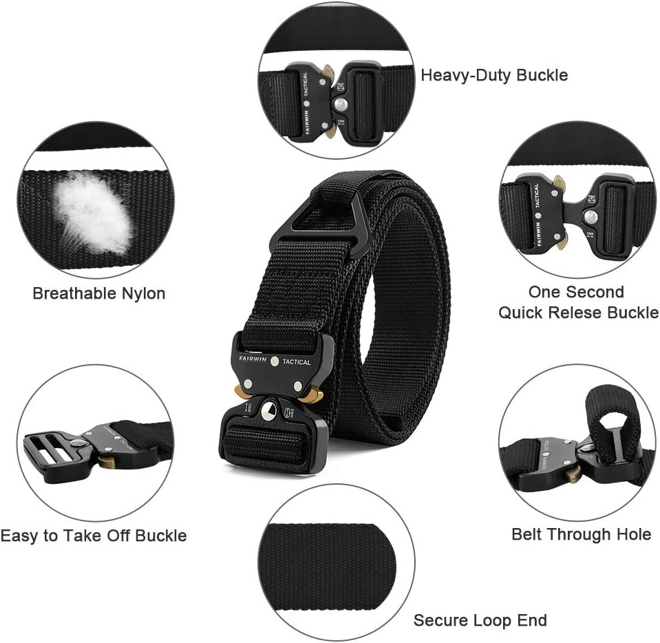 FALRWIN Tactical Rigger Belt 1.7 Inches Mens Nylon Utility Belt with VRing heavy Duty Quick Release Buckle