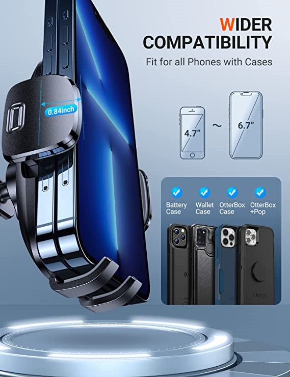 TORRAS UItra-Durable Cell Phone Holder for Car Universal Car Phone Holoder Mount Dashboard Windshield Vent Compatible with iPhone 13 12 11 pro Max XS X XR Samsung Galaxy S20 +UItra S10 Note 10 Plus
