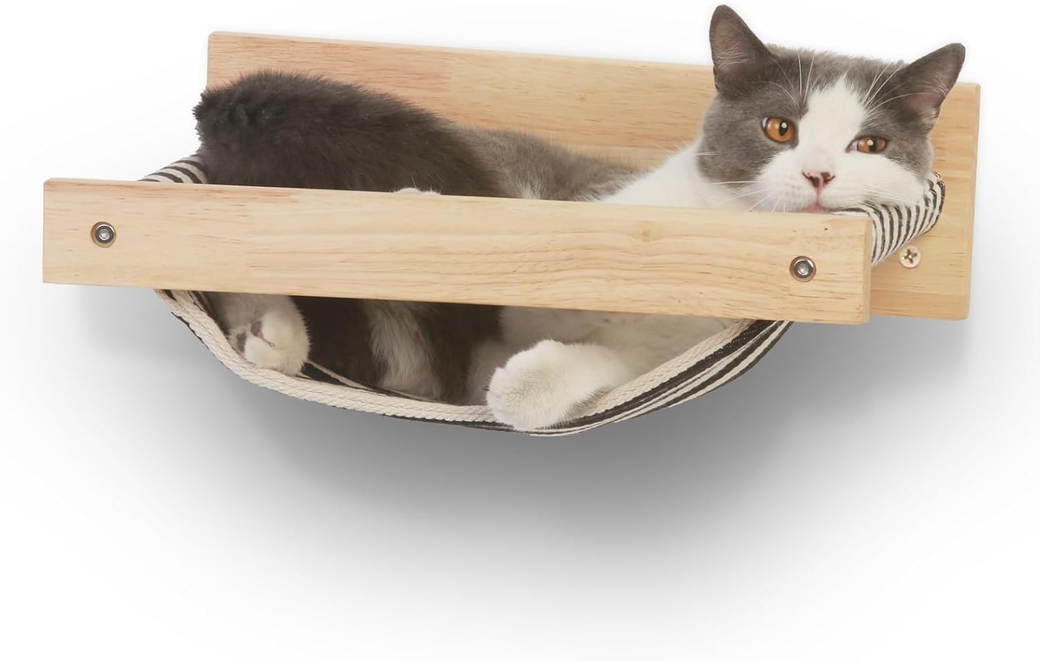 Hammock Mounted Cat Beds and Perches Wooden Wall Furniture Stable Shelves for Black Stripe