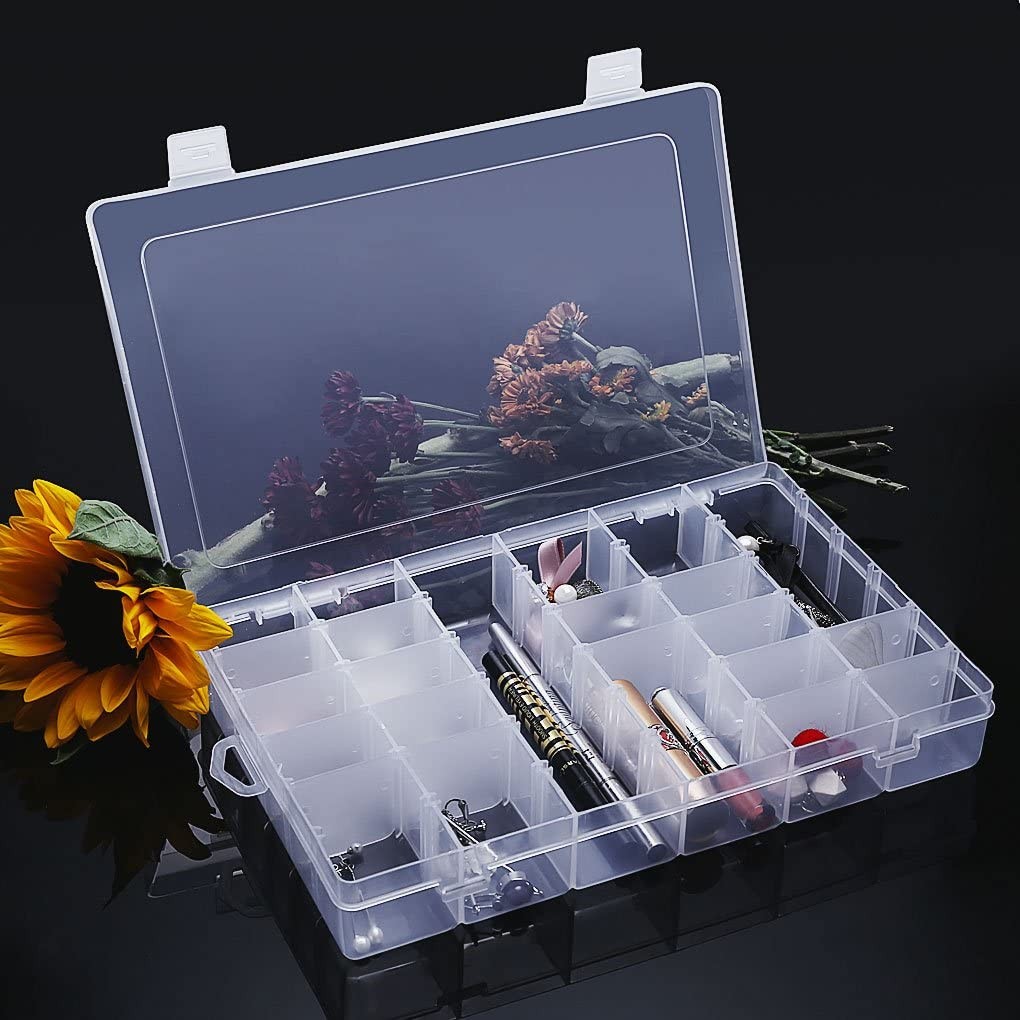 Hongke 36 Compartments Clear Plastic Storage Box Jewelry Bead Screw Organizer Container